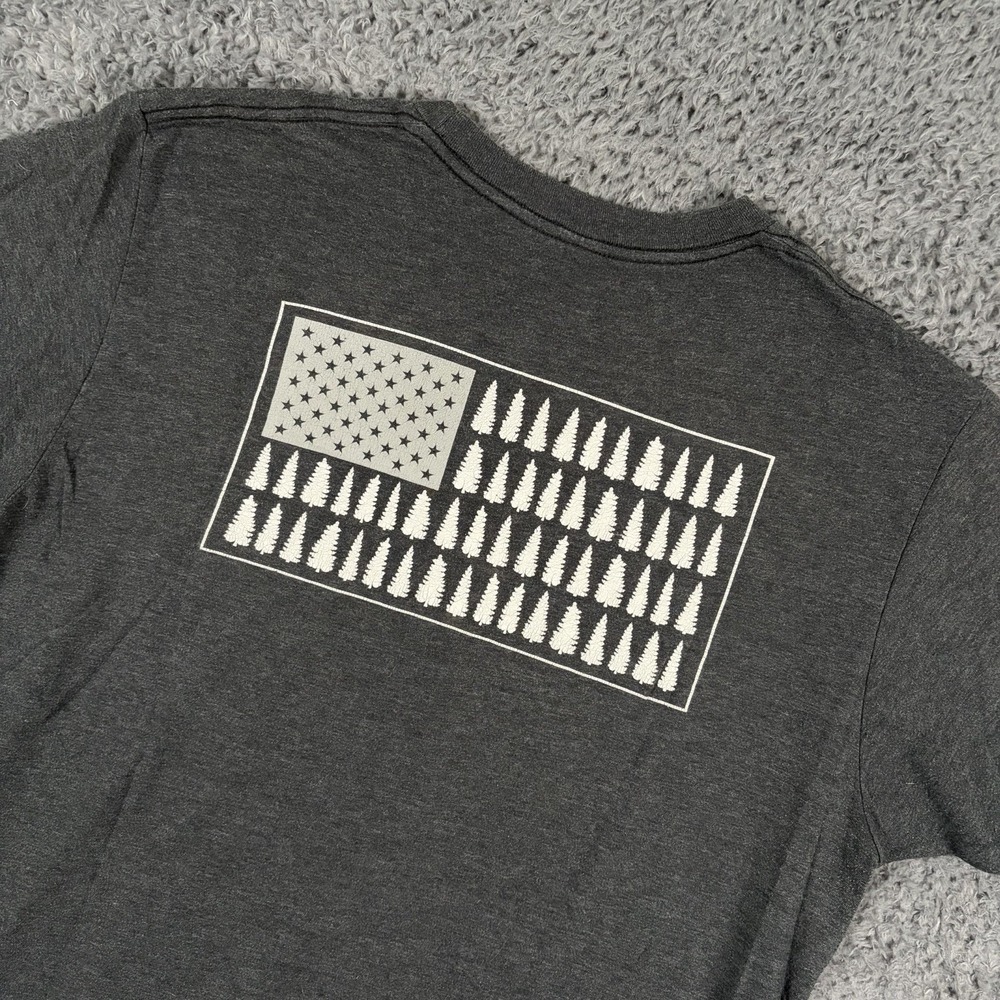 Columbia Shirt Mens Large Gray‎ Pine Flag America Crew Neck Short Sleeve